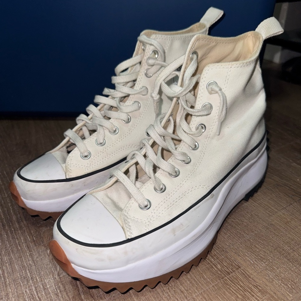 Converse Cream High-Top Platform Sneakers
